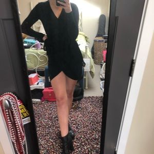 little black wrap dress with tie.